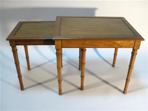 Appraisal: PAIR HENREDON NESTING TABLES Each with rectangular top over shaped