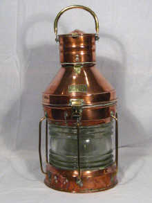 Appraisal: A particularly large ship's masthead lantern the brass and copper