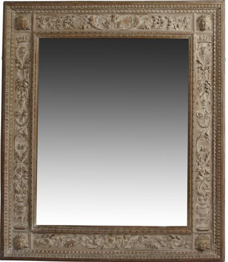 Appraisal: FLORENTINE CARVED AND LIMED WOOD WALL MIRROR TH CENTURY the