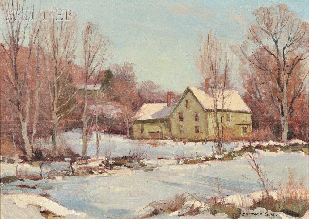 Appraisal: Bernard Corey American - House in Winter Signed Bernard Corey