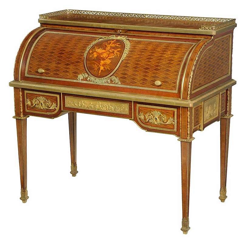 Appraisal: Fran ois Linke Louis XVI Style Cylinder Desk Paris late