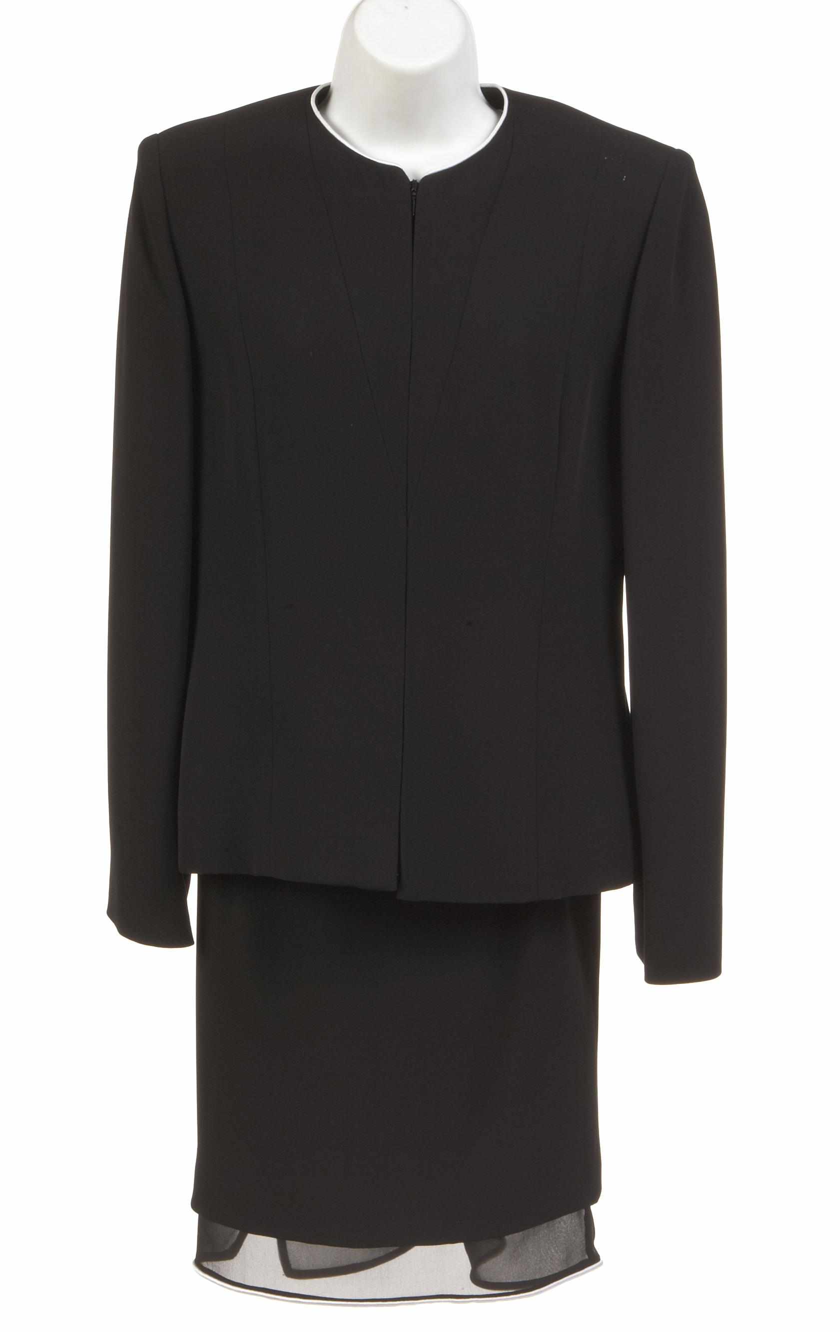 Appraisal: A Valentino black silk jacket and skirt suit size together