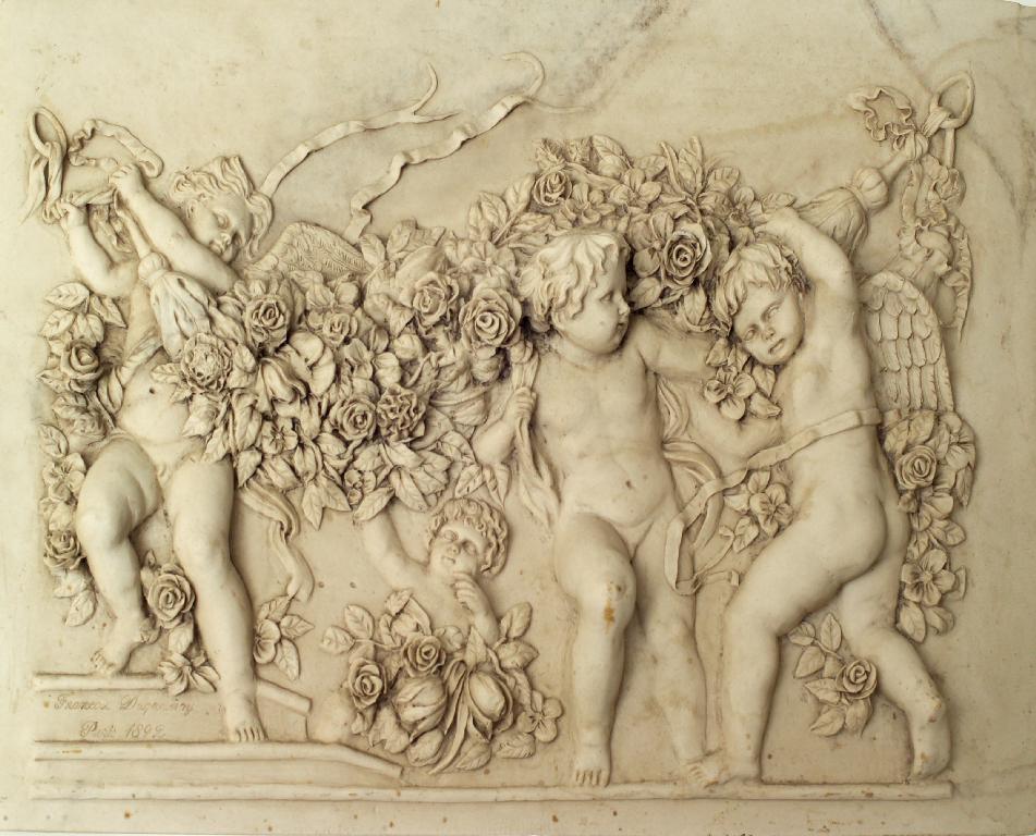 Appraisal: AFTER FRANCOIS DUQUESNOY - CONTINENTAL COMPOSITION PLAQUE moulded with putti