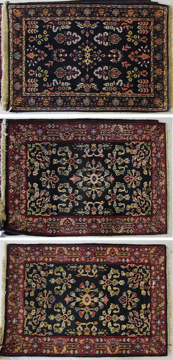 Appraisal: THREE SIMILAR ORIENTAL AREA RUGS Indo-Persian similar floral patterns on