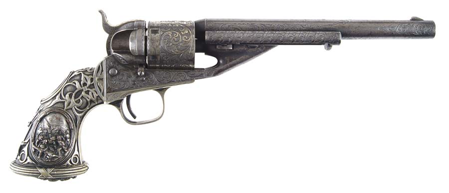 Appraisal: VERY RARE ENGRAVED TIFFANY GRIPPED COLT MODEL NAVY CONVERSION REVOLVER