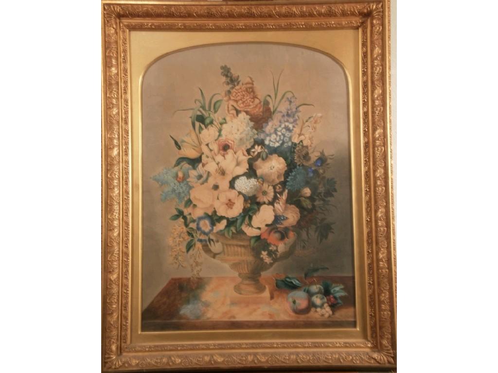 Appraisal: A large gilt framed colour print of flowers cm x