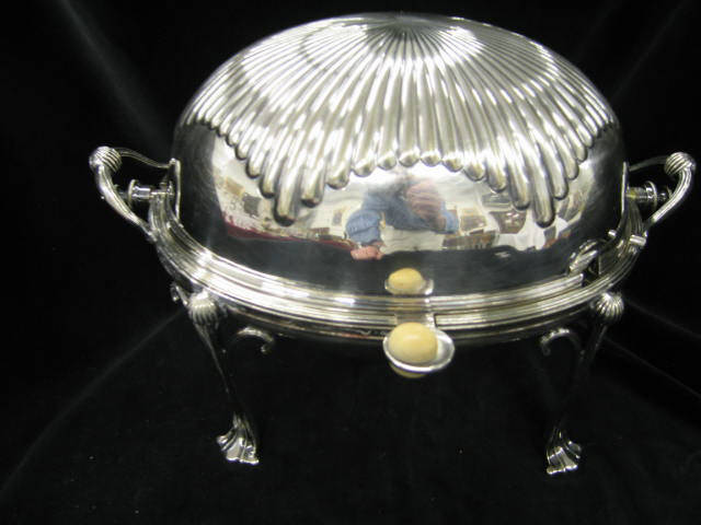 Appraisal: Silverplate Domed Warmer egg form footed revolving top inner liner