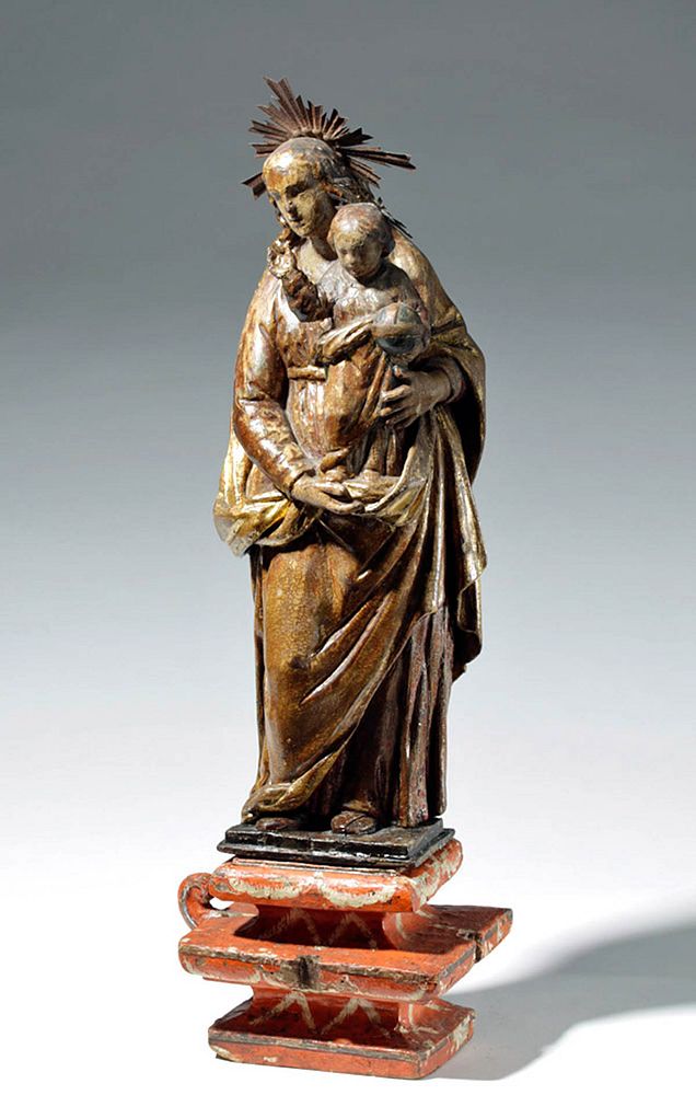 Appraisal: th C Mexican Wood Santo - Mary and Child New