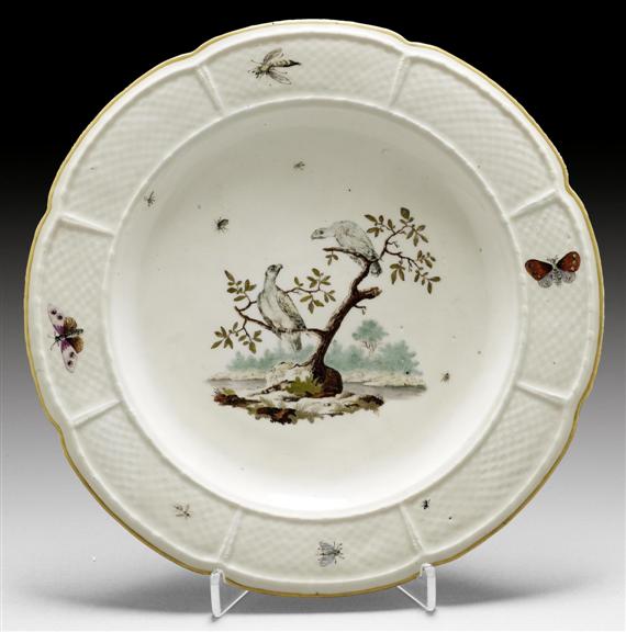 Appraisal: PLATE WITH BIRD PAINTING ZURICH CIRCA Underglaze blue mark Z