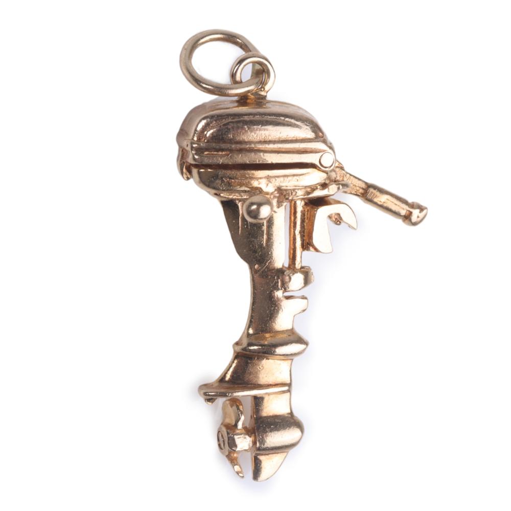 Appraisal: Whimsical K yellow gold boat motor mechanical charm pendant with