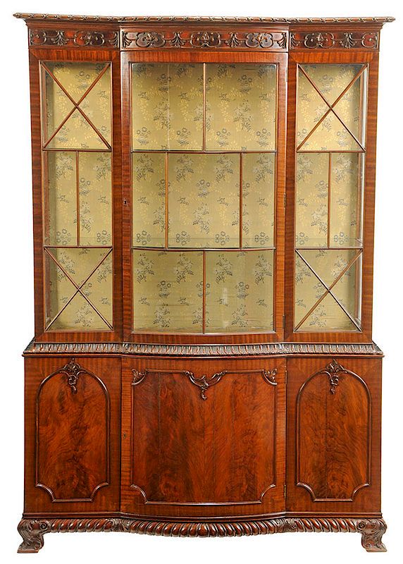 Appraisal: Chippendale Style Carved Mahogany Cabinet British early th century curved