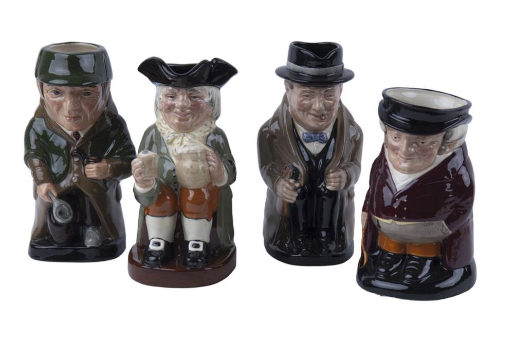 Appraisal: FOUR ROYAL DOULTON TOBY MUGScomprising Winston Churchill Happy John The