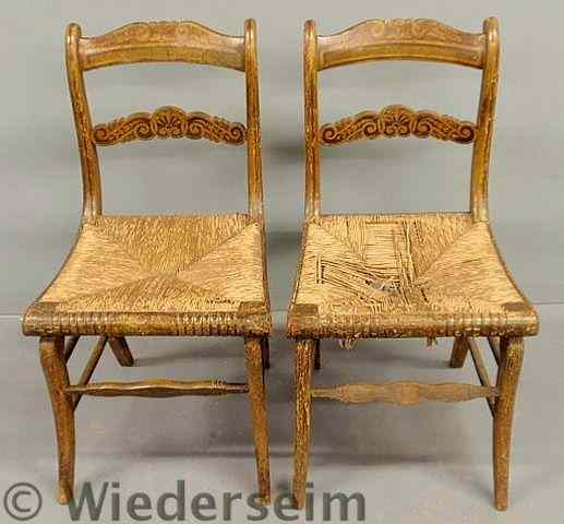 Appraisal: Pair of Philadelphia Federal chairs c with original paint decoration