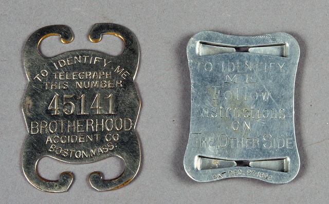 Appraisal: Spanish-American War Body Identification Tags for suspenders or belts dated