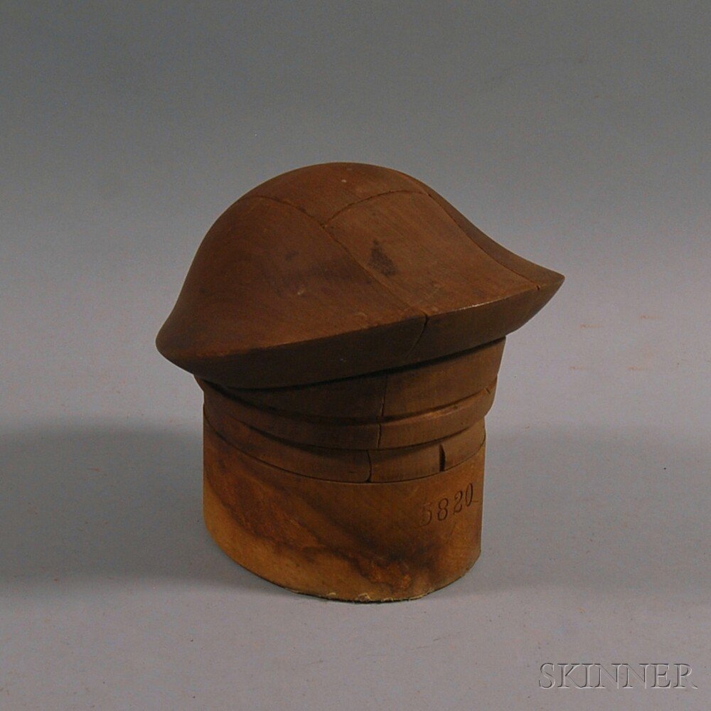 Appraisal: Carved Wooden Gentleman's Hat Mold early th century ht wd