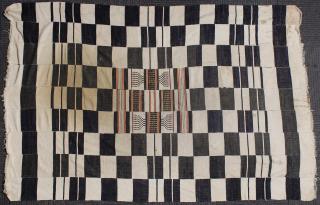 Appraisal: Tribal Sash Blanket Possibly South American black and white checkered