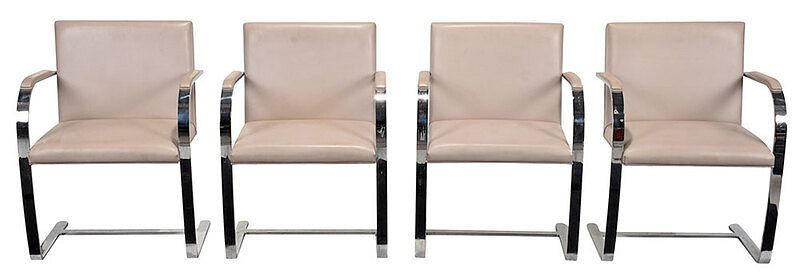 Appraisal: Set of Four Knoll Brno Chromed Armchairs designed by Mies