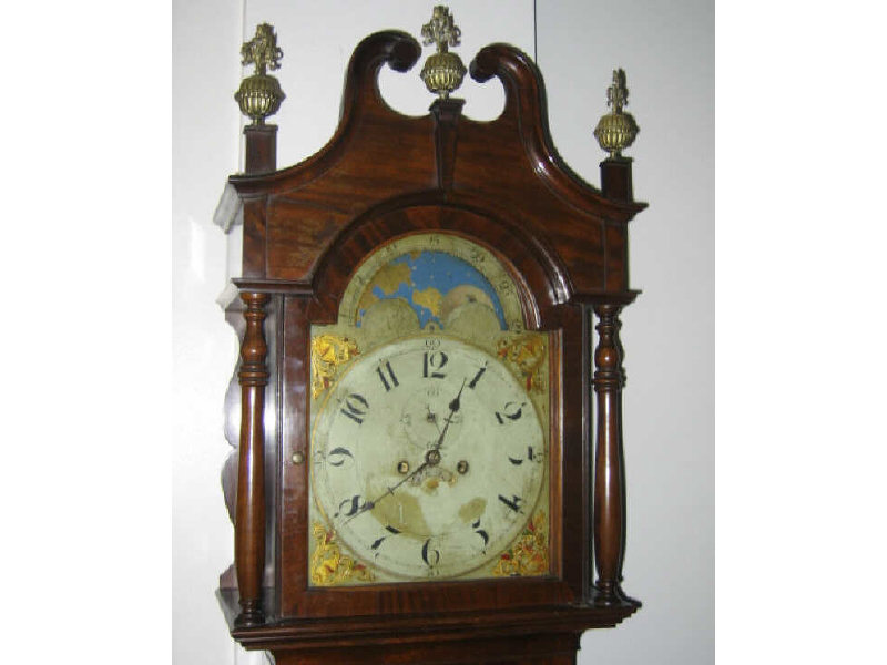 Appraisal: AMERICAN FEDERAL MAHOGANY TALL CASE CLOCK The hood with broken