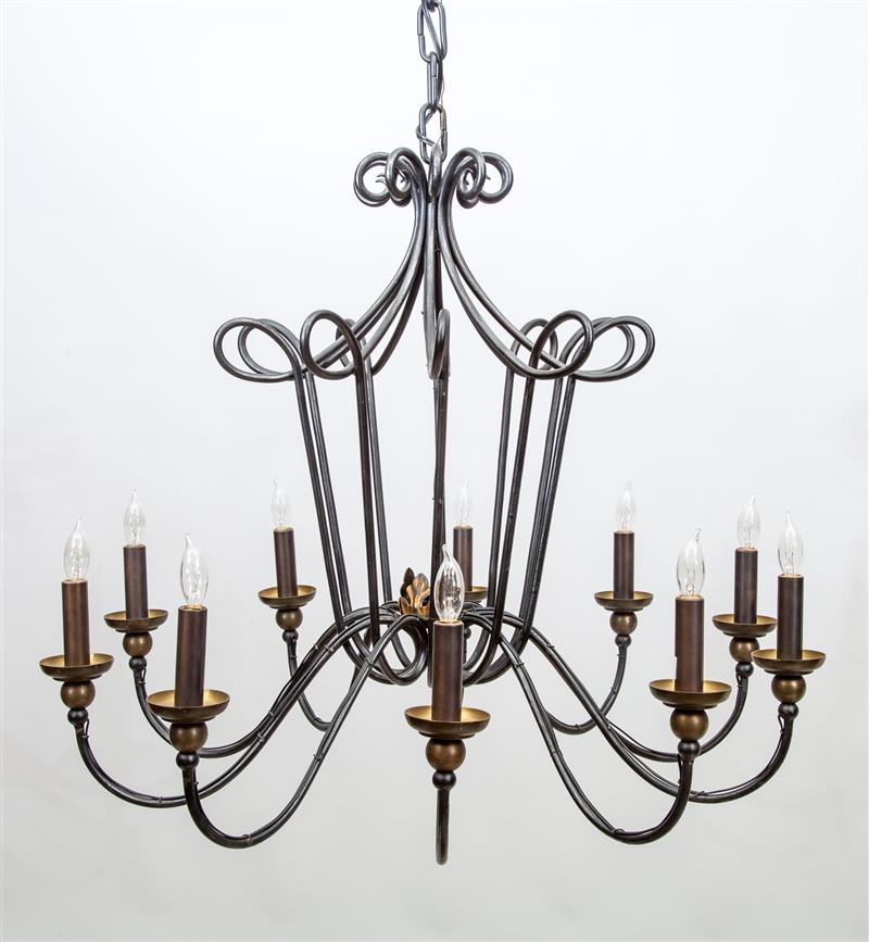 Appraisal: Ten-Arm Chandelier French c Metal tubing x in diam From