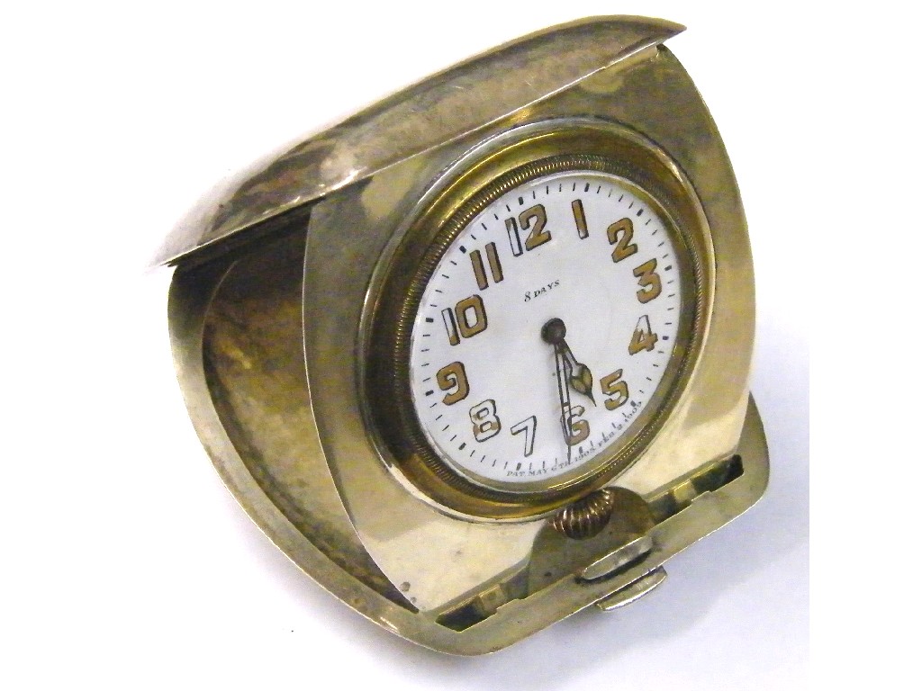 Appraisal: Tiffany Co sterling planished folding travel clock Swiss eight day