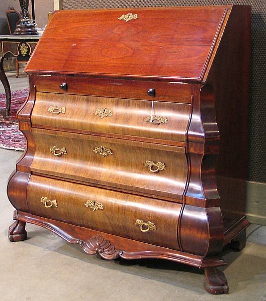 Appraisal: A Dutch Baroque style mahogany slant front desk th century