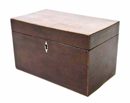 Appraisal: A Regency Mahogany and Boxwood Tea Caddy of rectangular form