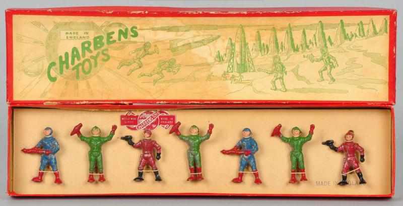 Appraisal: Rare Diecast Charbens Spacemen Figure Set Description Extremely rare set