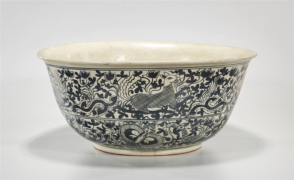 Appraisal: Asian blue and white porcelain bowl x approx Condition general