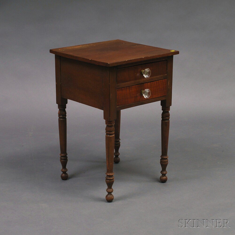 Appraisal: Federal Birch Two-drawer Worktable New England early th century imperfections