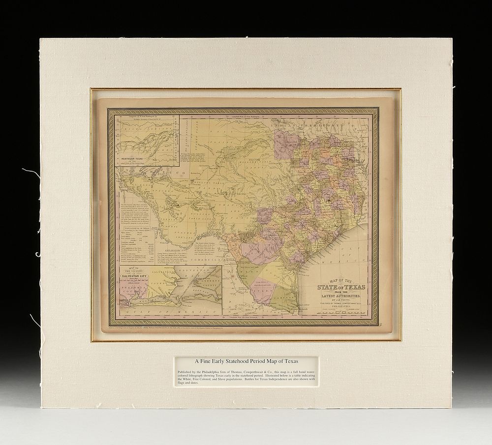 Appraisal: AN ANTIQUE ANTEBELLUM MAP Map of the State of Texas