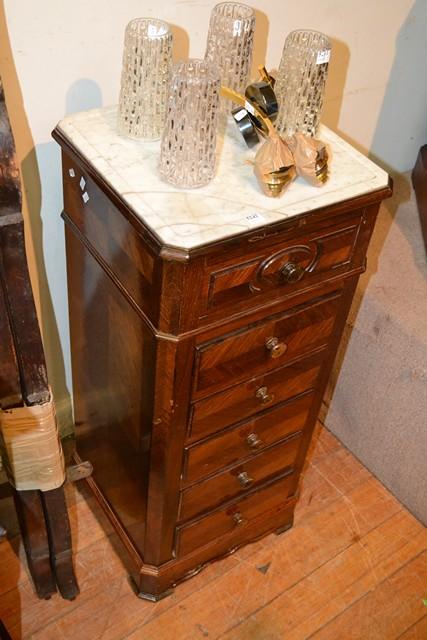 Appraisal: A FRENCH SIX DRAWER TALLBOY WITH MARBLE TOP A FRENCH