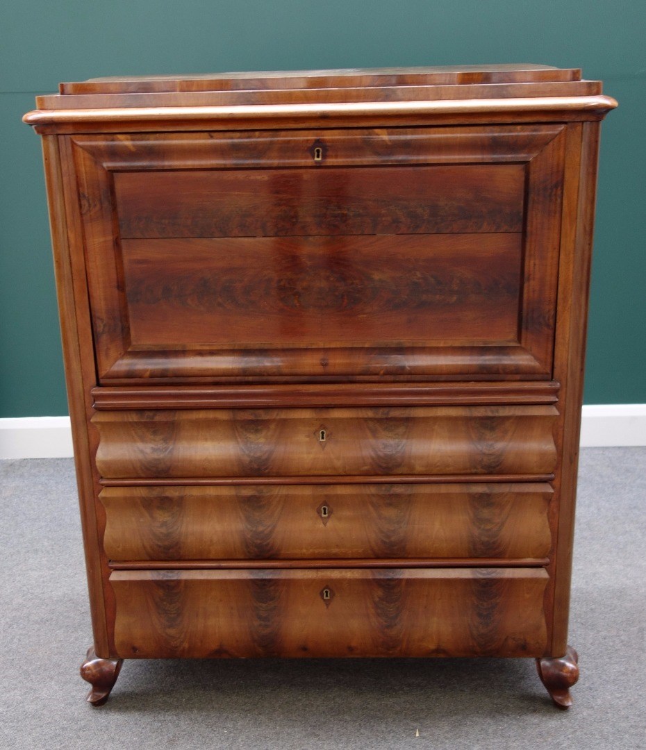 Appraisal: A th century North European mahogany secretaire a abattant the