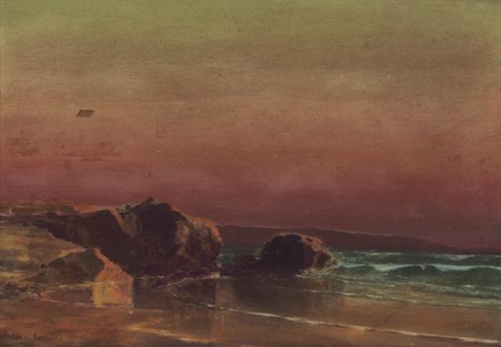 Appraisal: CURTIS GEORGE American - Sunset Along the Shore oil on