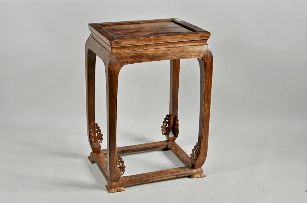 Appraisal: Chinese Carved Wood Side Table Chinese carved wood side table