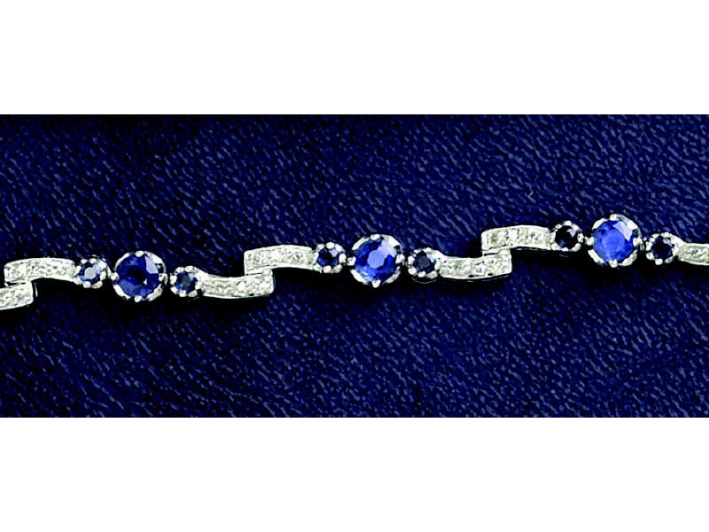 Appraisal: SAPPHIRE BRACELET k white gold sapphire and diamond bracelet set