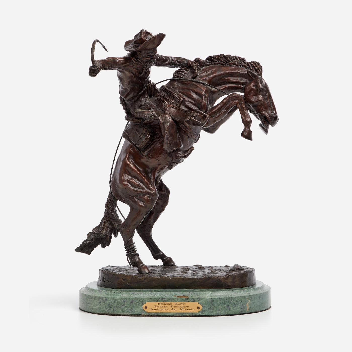 Appraisal: BRONCHO BUSTER BRONZE REMINGTON MUSEUM REPRO Frederic Remington after American