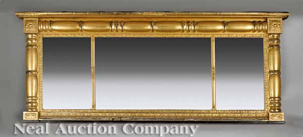 Appraisal: An American Giltwood Overmantel Mirror early th c flat cornice