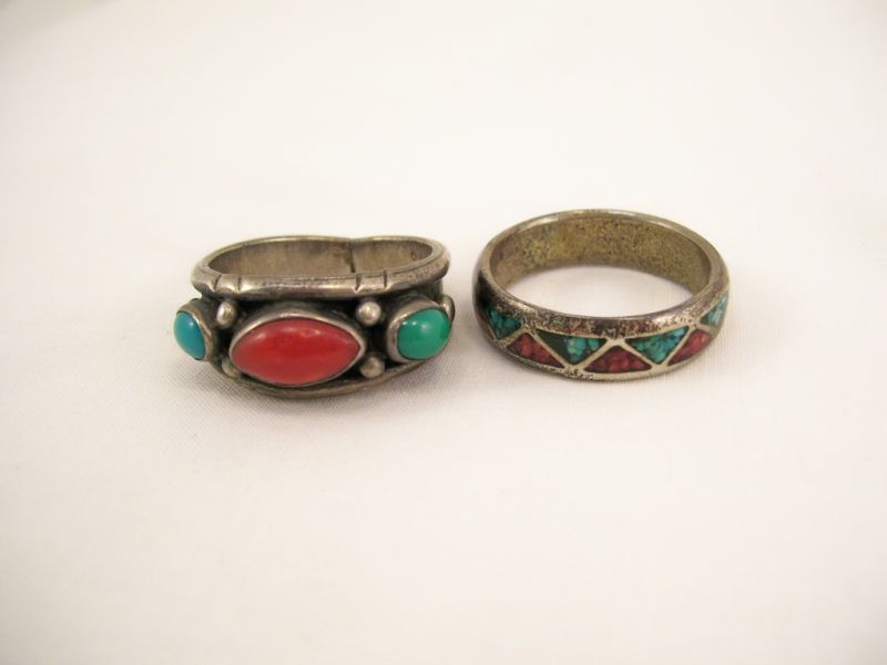 Appraisal: - Men's Sterling Turquoise Rings Includes Sterling ring with cabachon