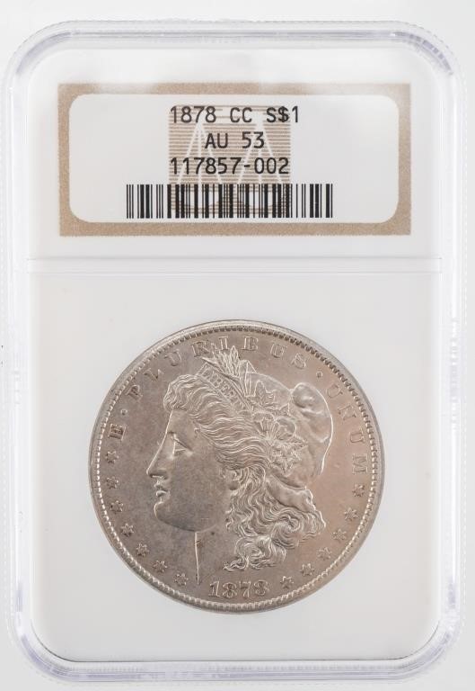 Appraisal: cc Morgan NGC graded AU shipping info This lot can