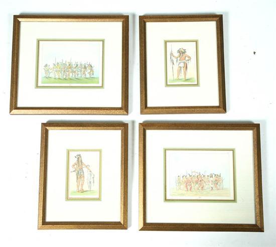 Appraisal: FOUR FRAMED CHROMOLITHOGRAPHS All by George Catlin American - Two