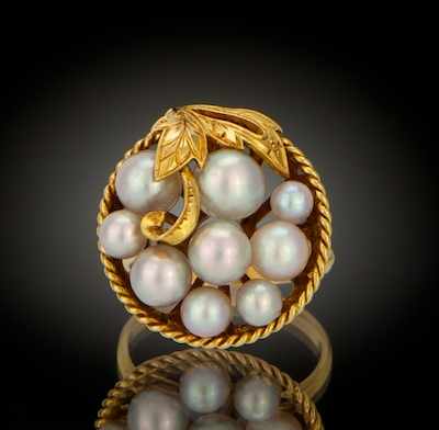 Appraisal: A Ladies' k Gold and Pearl Cluster Ring k yellow