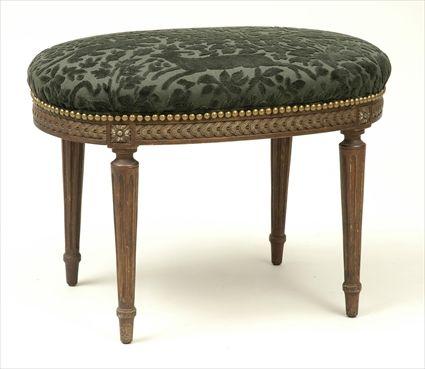 Appraisal: Louis XVI-Style Carved Beechwood Tabouret Formally painted x x in