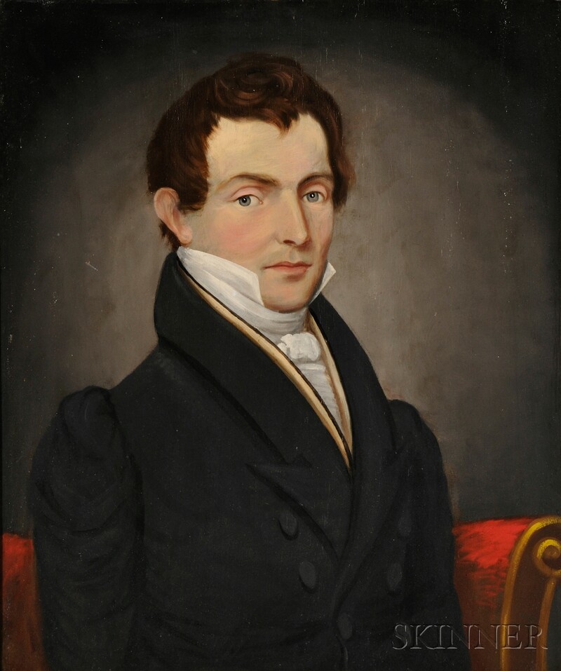 Appraisal: American School th Century Portrait of a Gentleman with Auburn