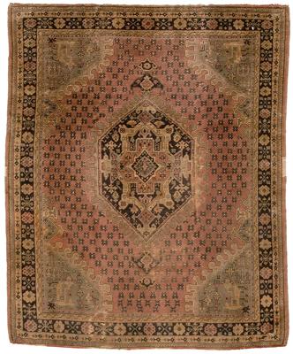 Appraisal: Oushak rug central medallion on pale salmon field beige and