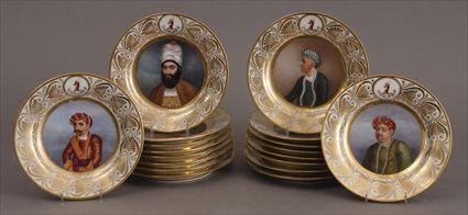 Appraisal: EIGHTEEN BARR FLIGHT BARR ARMORIAL PORCELAIN PORTRAIT AND TOPOGRAPHICAL PLATES