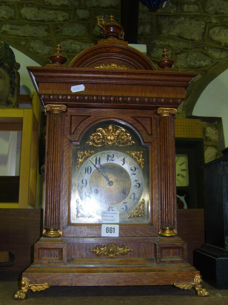 Appraisal: A late th century German oak bracket clock with applied