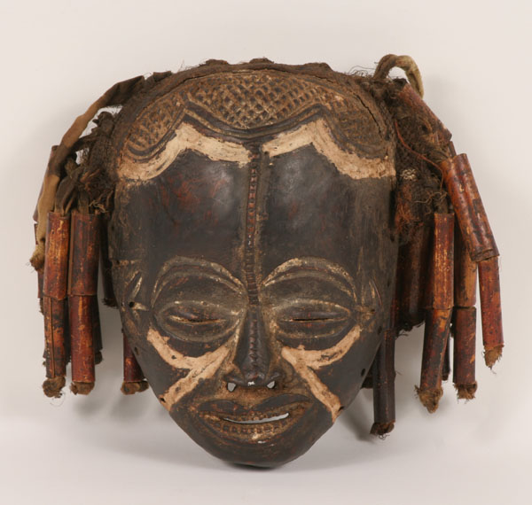 Appraisal: Vintage African folk art tribal mask wooden face with carved