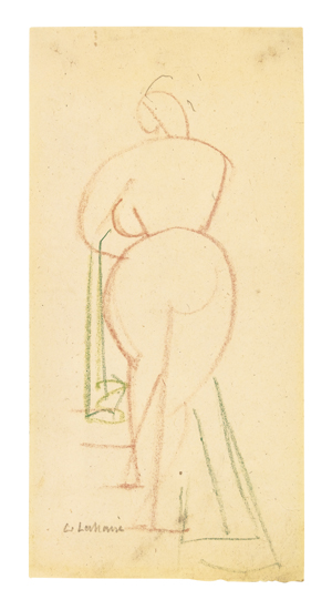 Appraisal: GASTON LACHAISE Nude Ascending a Staircase Color crayons and pencil