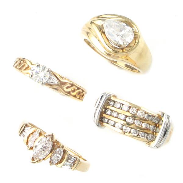 Appraisal: A collection of diamond and gold rings nineteen rings set