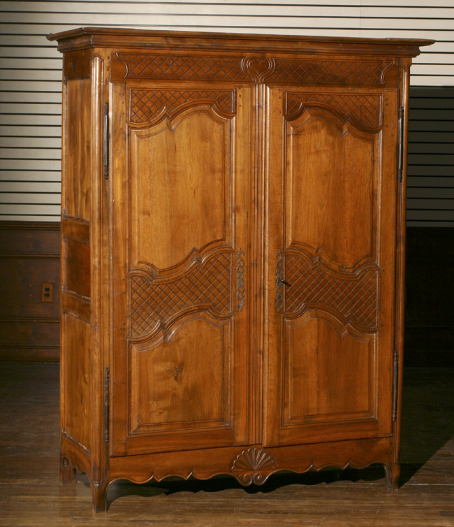 Appraisal: Louis XV Provincial Walnut Armoire Predominantly th Century The two